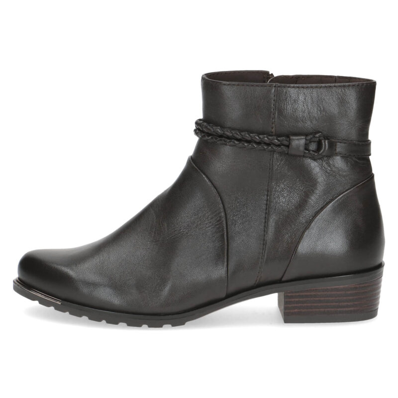 מגפוני KELLI עם חבק צמה עור נפה חום כהה