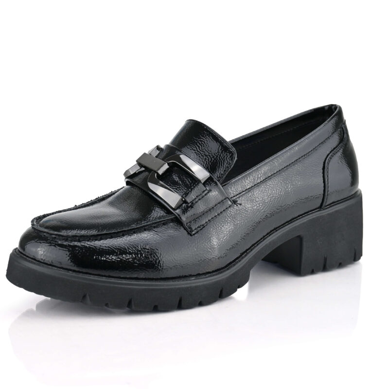 נעלי מוקסינים MUTU שחור מבריק