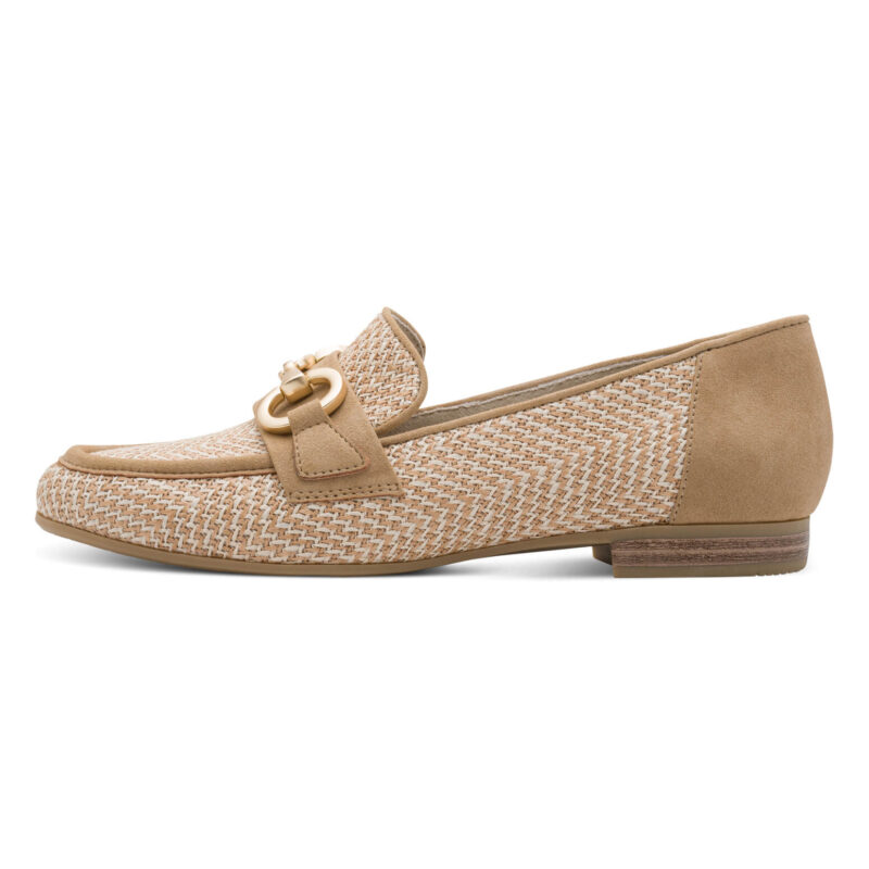 נעלי מוקסין MENA אבזם  בצבע בז' ארוג