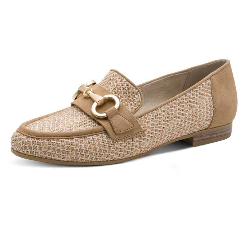 נעלי מוקסין MENA אבזם  בצבע בז' ארוג