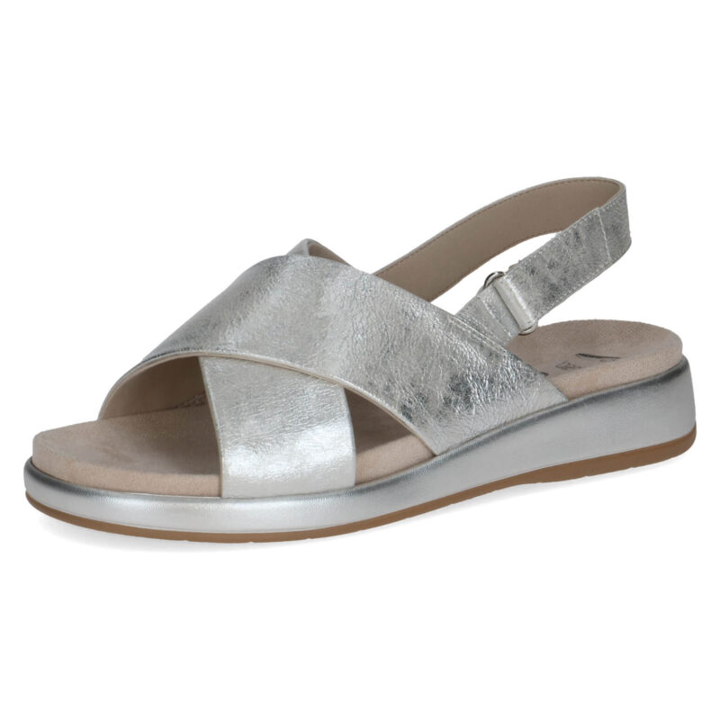 סנדלי ELVANA רצועות מצטלבות בצבע כסוף מבריק