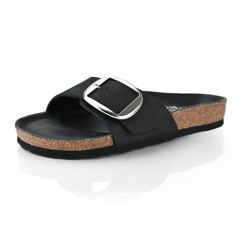 כפכפים Paprika Big Buckle בצבע שחור נובוק