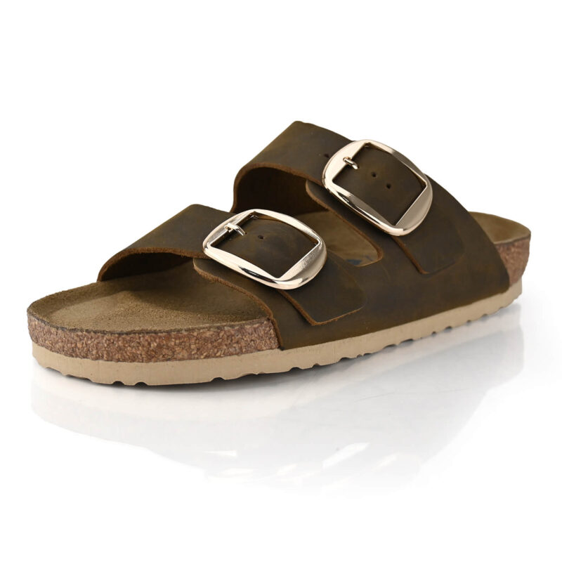 כפכפי Salt שתי רצועות – אבזם גדול בצבע חום נובוק