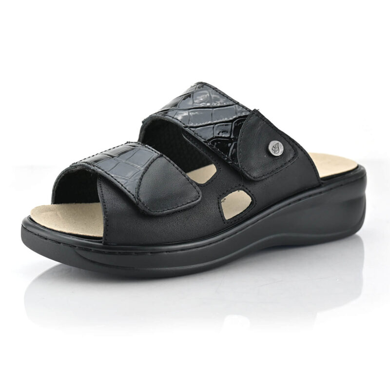 סנדלים Verona קלאסיות בצבע שחור קרוקו