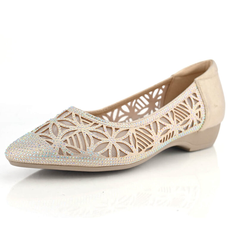 נעלי בלרינה Saskatoon מעוצבות בצבע ניוד מבריק